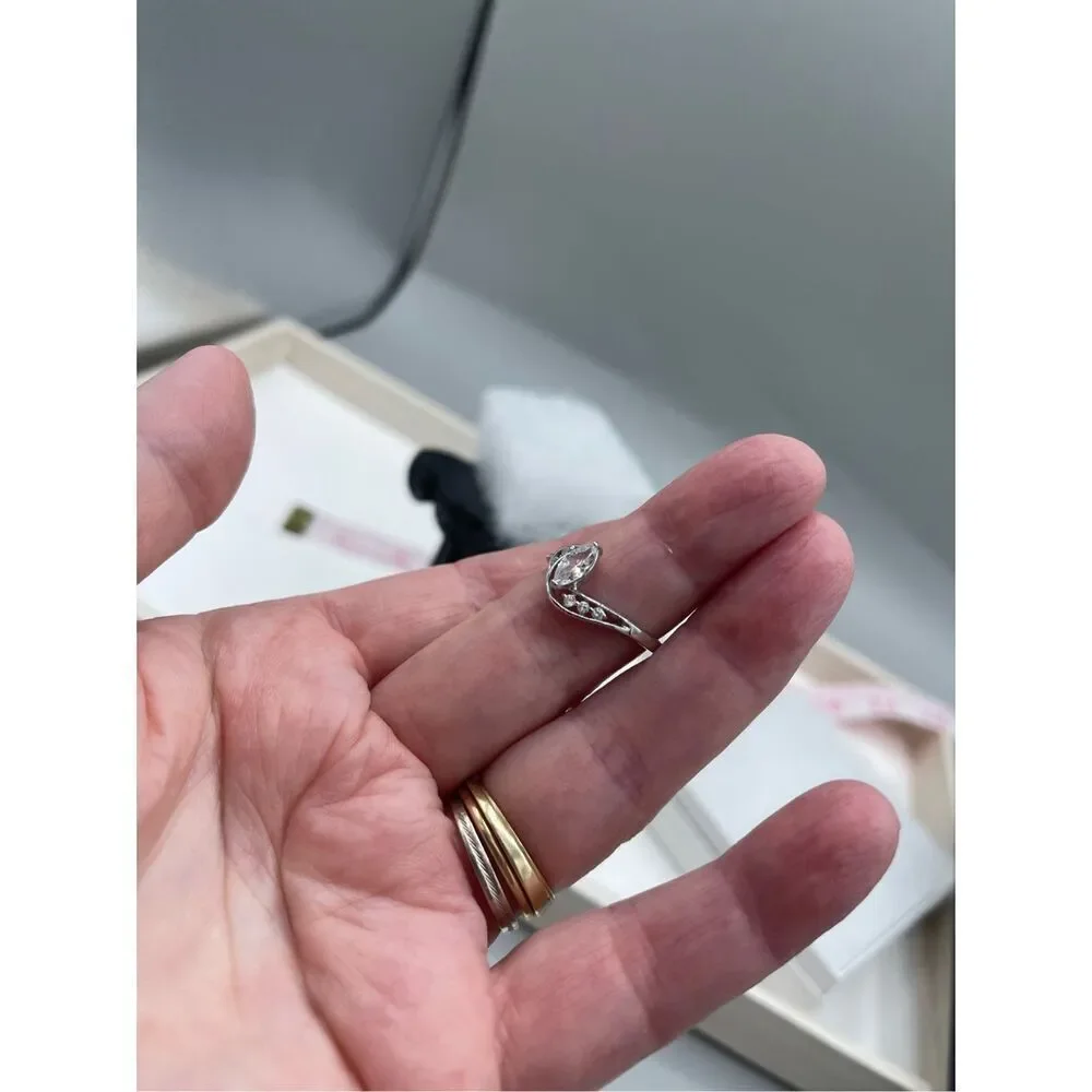 Silver plated white topaz statement piece ring